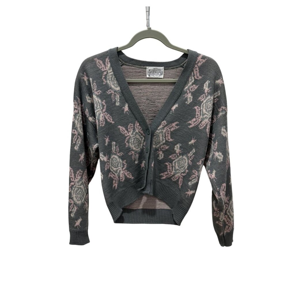 Miss Pendleton Wool Floral Pattern Button-Up Crop… - image 1